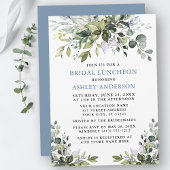 Waterverf Greenery Bridal Luncheon Dusty Blue Kaart