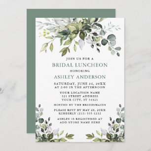 Waterverf Greenery Bridal Luncheon Sage Green Kaart