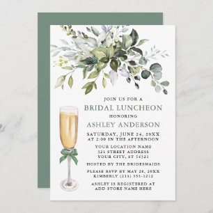 Waterverf Greenery Bridal Luncheon Sage Green Kaart