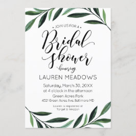 Waterverf Greenery Bridal Shower Kaart