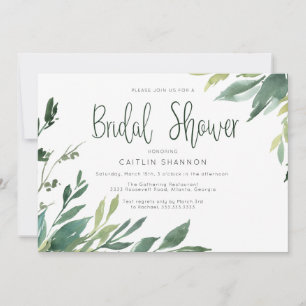 Waterverf Greenery Bridal Shower Kaart