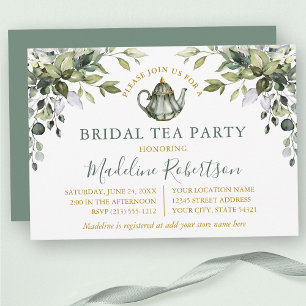 Waterverf Greenery Bridal Tea Party Sage Green Kaart