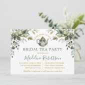 Waterverf Greenery Bridal Tea Party Sage Green Kaart (Staand voorkant)