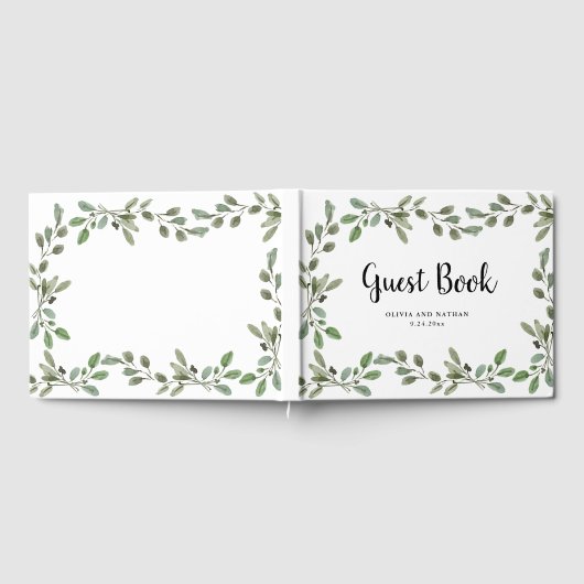 Waterverf Greenery | Bruiloft Gastenboek (Volledig)