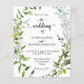 Waterverf Greenery Budget Wedding Invitation (Voorkant)