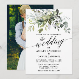 Waterverf Greenery Calligrafie Foto Ruwelijk Kaart