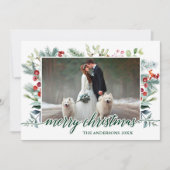 Waterverf Greenery Calligrafie Kerstmis Kaart (Voorkant)