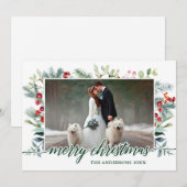 Waterverf Greenery Calligrafie Kerstmis Kaart (Voorkant / Achterkant)