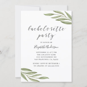 Waterverf greenery calligraphy bachelorette party kaart