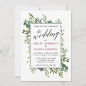 Waterverf Greenery Calligraphy Burgundy Wedding Kaart (Voorkant)