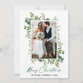 Waterverf Greenery Calligraphy Green Ink Wedding Feestdagenkaart (Voorkant)