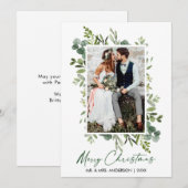 Waterverf Greenery Calligraphy Green Ink Wedding Feestdagenkaart (Voorkant / Achterkant)