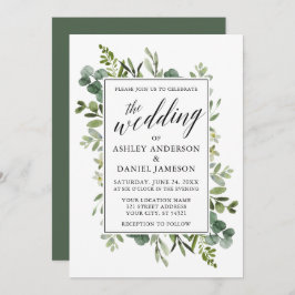 Waterverf Greenery Calligraphy Sage Wedding Kaart