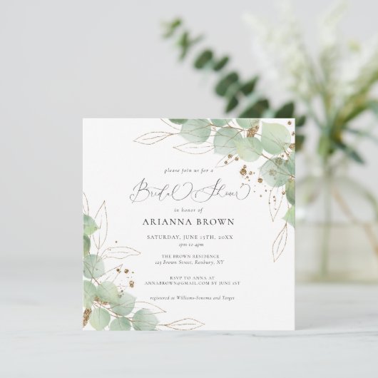 Waterverf Greenery Calligraphy Vrijgezellenfeest Kaart (Staand voorkant)