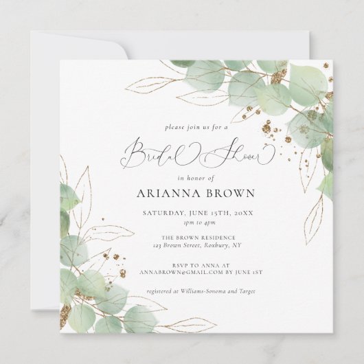 Waterverf Greenery Calligraphy Vrijgezellenfeest Kaart (Voorkant)