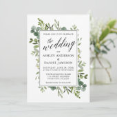 Waterverf Greenery Calligraphy Wedding Kaart (Staand voorkant)