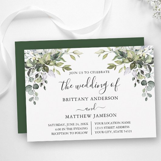 Waterverf Greenery Calligraphy Wedding Kaart
