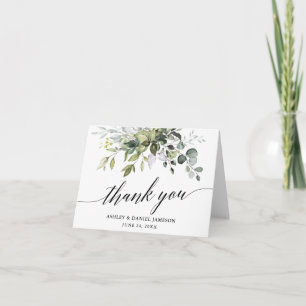 Waterverf Greenery Calligraphy Wedding Note Bedankkaart