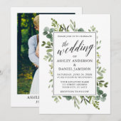 Waterverf Greenery Calligraphy Wedding Photo Kaart (Voorkant / Achterkant)