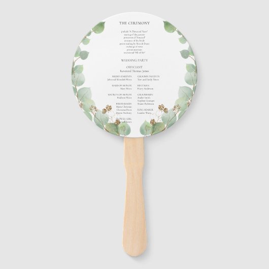 Waterverf Greenery Calligraphy Wedding Program Handwaaier (Achterkant)