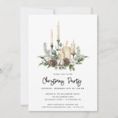 Waterverf Greenery Candles Kerstparty nodigt uit (Voorkant)