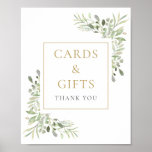 Waterverf Greenery Cards en Gifts Sign Poster<br><div class="desc">Dit elegante greenery-kaartje en cadeaubord is perfect voor alle feestjes. Ontworpen door: Thisnotme©</div>