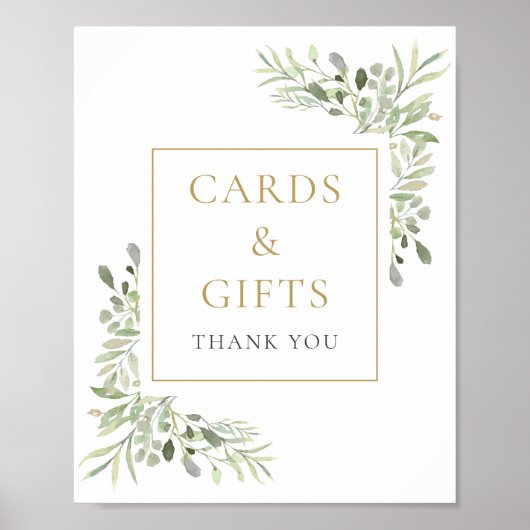 Waterverf Greenery Cards en Gifts Sign Poster (Voorkant)