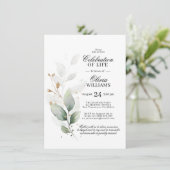 Waterverf Greenery Celebration of Life Invitation Kaart (Staand voorkant)