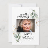 Waterverf Greenery Celebration of Life Invitation Kaart (Achterkant)