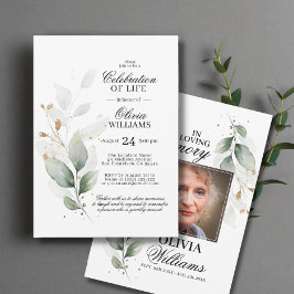Waterverf Greenery Celebration of Life Invitation Kaart