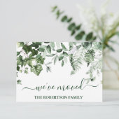 Waterverf Greenery Change of Address Note Kaart (Staand voorkant)