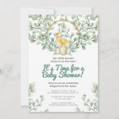 Waterverf Greenery Chick & Nest Baby shower Kaart (Voorkant)