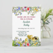 Waterverf Greenery Chicks Floral Easter Party Kaart (Staand voorkant)
