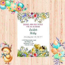 Waterverf Greenery Chicks Floral Easter Party Kaart