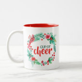 Waterverf Greenery Christmas Cup of Cheer Tweekleurige Koffiemok (Links)