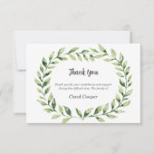 Waterverf Greenery Circle Foliage Funeral Bedankkaart (Voorkant)