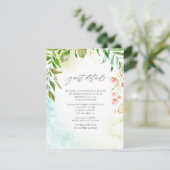 Waterverf Greenery Crystal Wedding Gast Details Informatiekaartje (Staand voorkant)