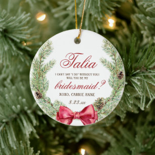 Waterverf Greenery Custom Bridesmaid Voorstel Keramisch Ornament