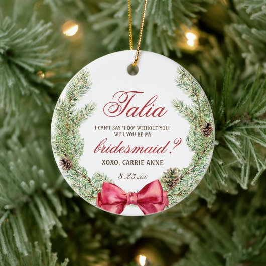 Waterverf Greenery Custom Bridesmaid Voorstel Keramisch Ornament (Boom)