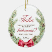 Waterverf Greenery Custom Bridesmaid Voorstel Keramisch Ornament (Links)