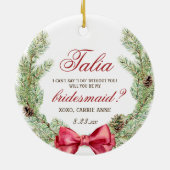 Waterverf Greenery Custom Bridesmaid Voorstel Keramisch Ornament (Achterkant)