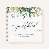 Waterverf Greenery Custom Wedding Guestbook Notitieboek (Voorkant)