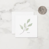 Waterverf Greenery Custom White Square Hartelijk d Notitiekaartje (Voorkant / Achterkant in situ)