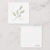Waterverf Greenery Custom White Square Hartelijk d Notitiekaartje (Voorkant / Achterkant)