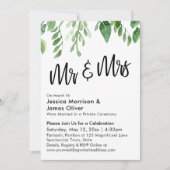 Waterverf Greenery de heer & Mrs Post-Wedding Part Kaart (Voorkant)