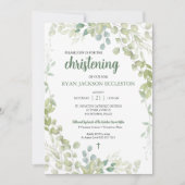 Waterverf Greenery Doop Baby Kaart (Voorkant)