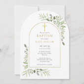 Waterverf Greenery doop doopsel gouden boog Kaart (Voorkant)