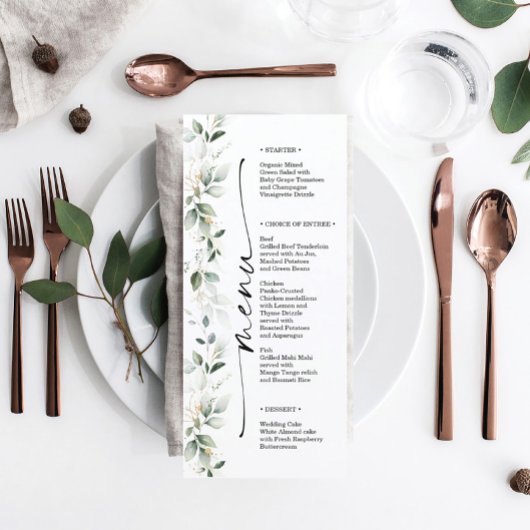 Waterverf Greenery Double Sided Wedding Menu