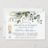 Waterverf Greenery Dusty Blue Bridal Brunch Kaart (Voorkant)