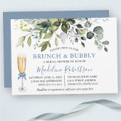 Waterverf Greenery Dusty Blue Bridal Brunch Kaart